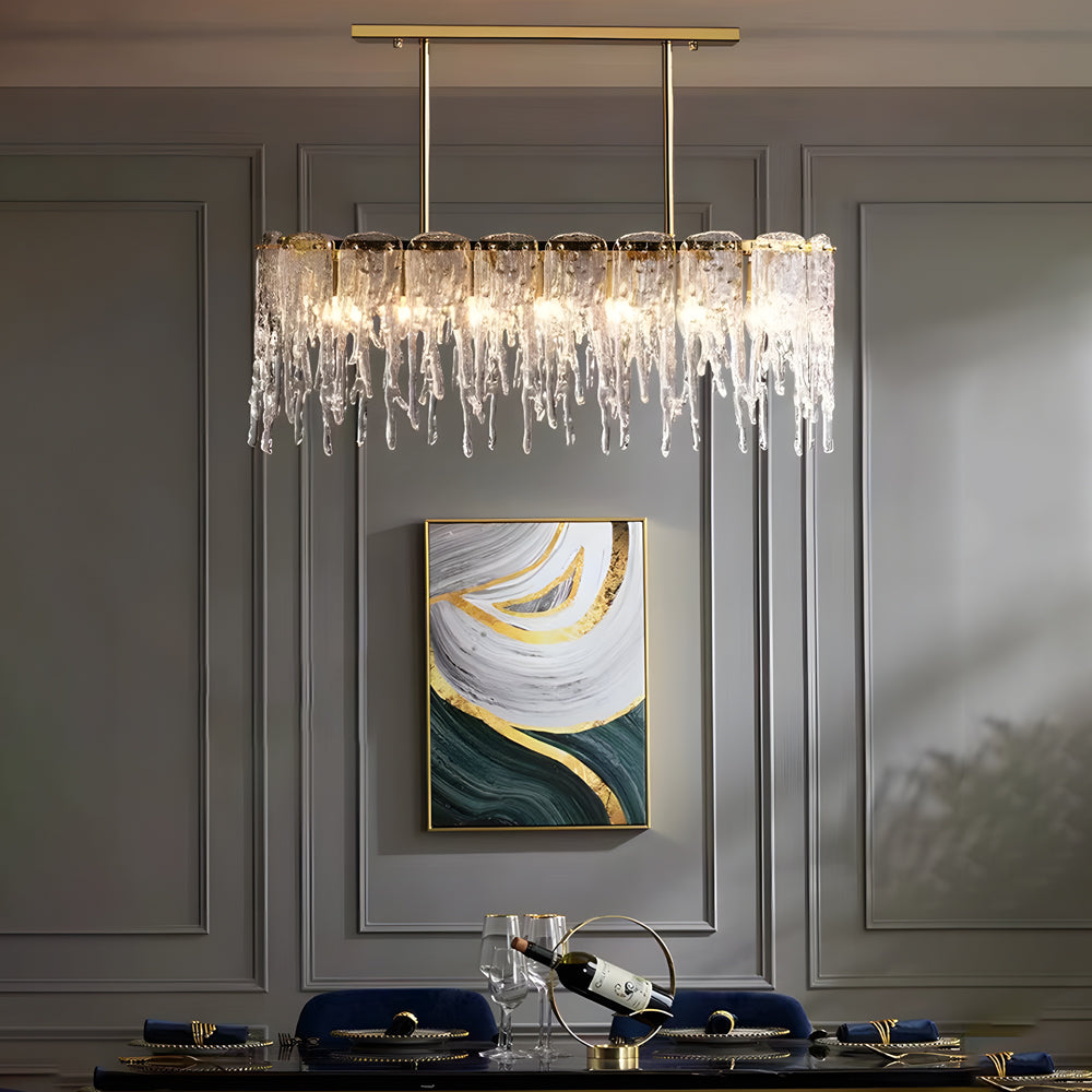 7/10-Light Luxury Glass Decor Icicles Droplet Crystal Chandelier