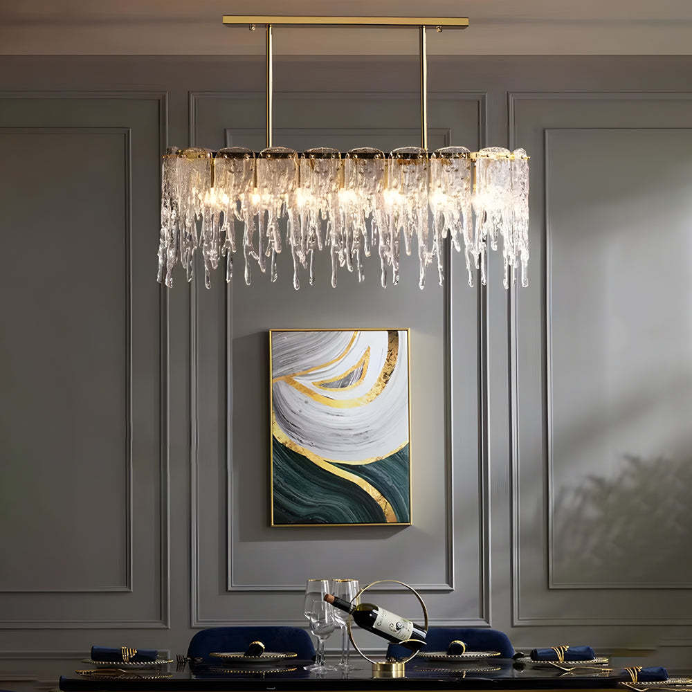 7/10-Light Luxury Glass Decor Icicles Droplet Crystal Chandelier