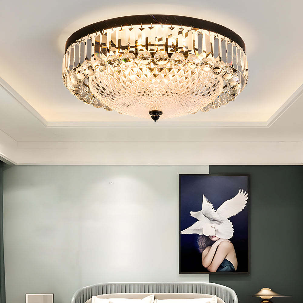 Round Crystal LED Dimmable American Ceiling Light