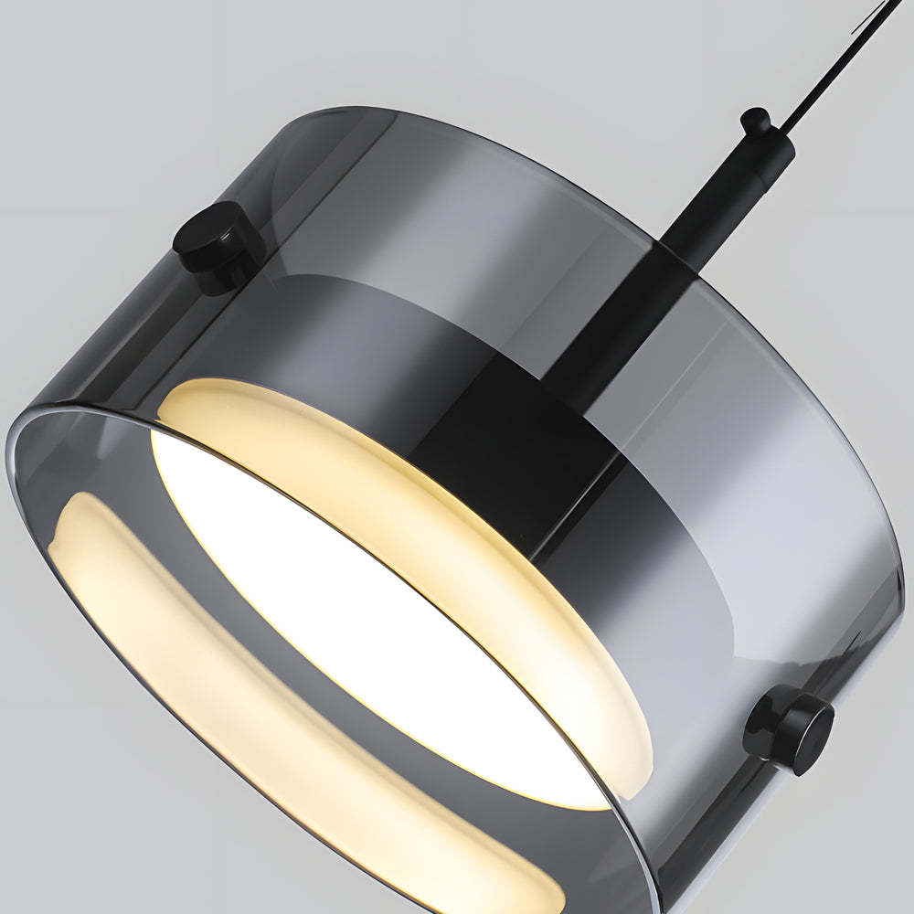 Short Cylinder Glass LED Smoke Gray Nordic Pendant Light
