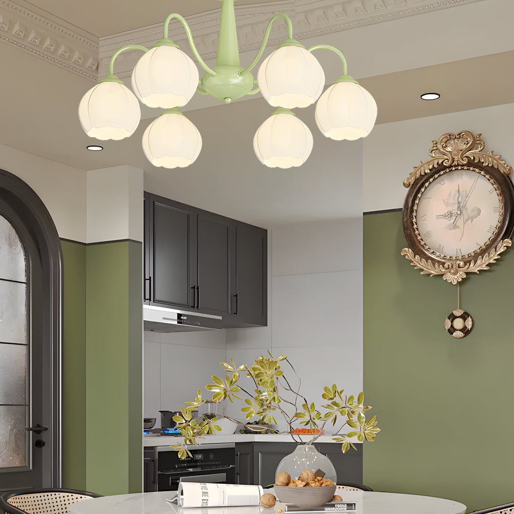 Round Flower Bell Orchid Dimmable Modern Chandelier