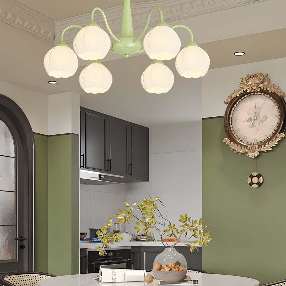 Round Flower Bell Orchid Dimmable Modern Chandelier