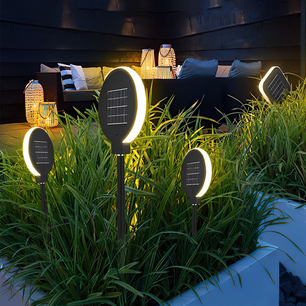 Lighom modern geometric lawn black landscape lighting in metal — Small Round / Set of 2