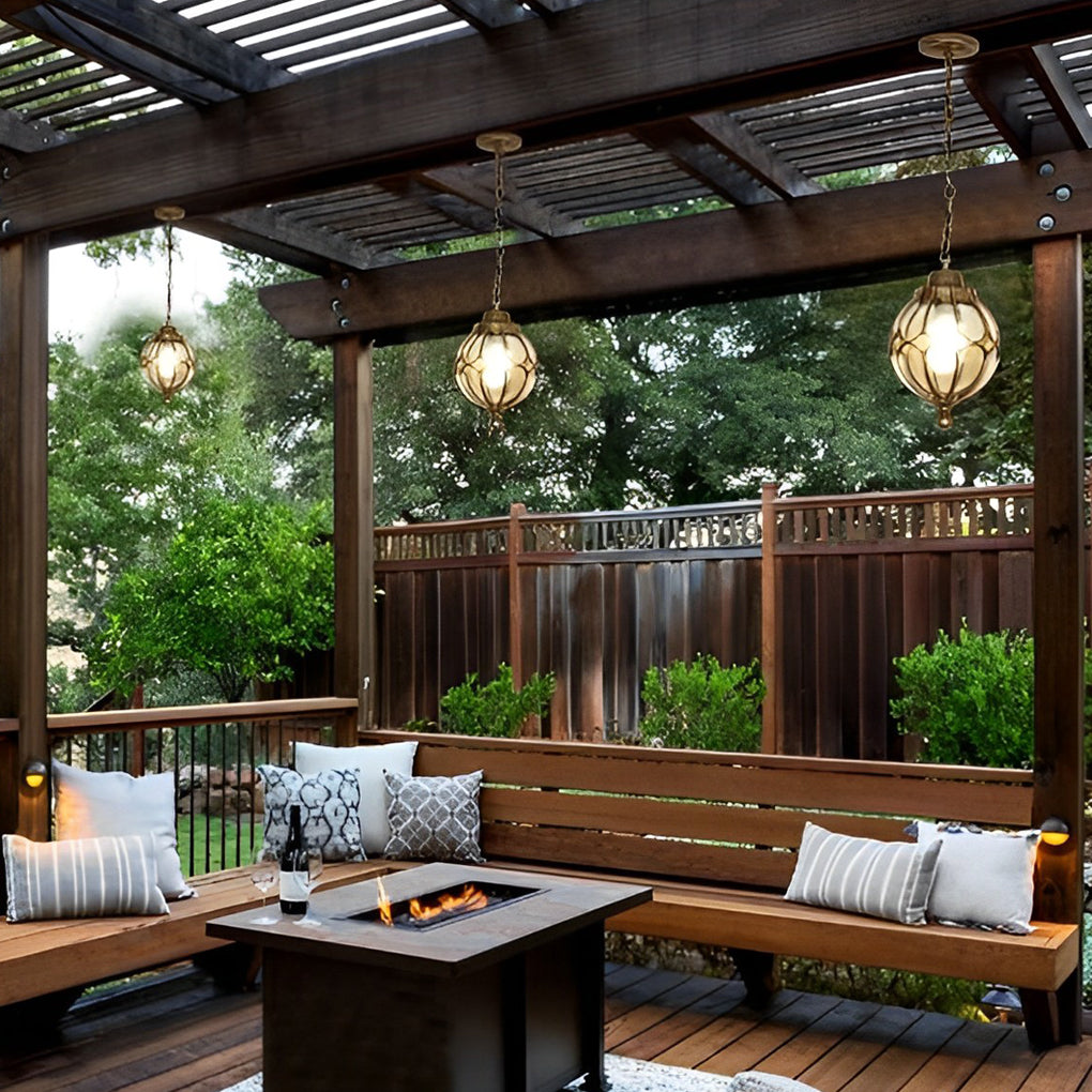 Glass Ball Aluminum Waterproof American Style Outdoor Chandelier Light-Lighom