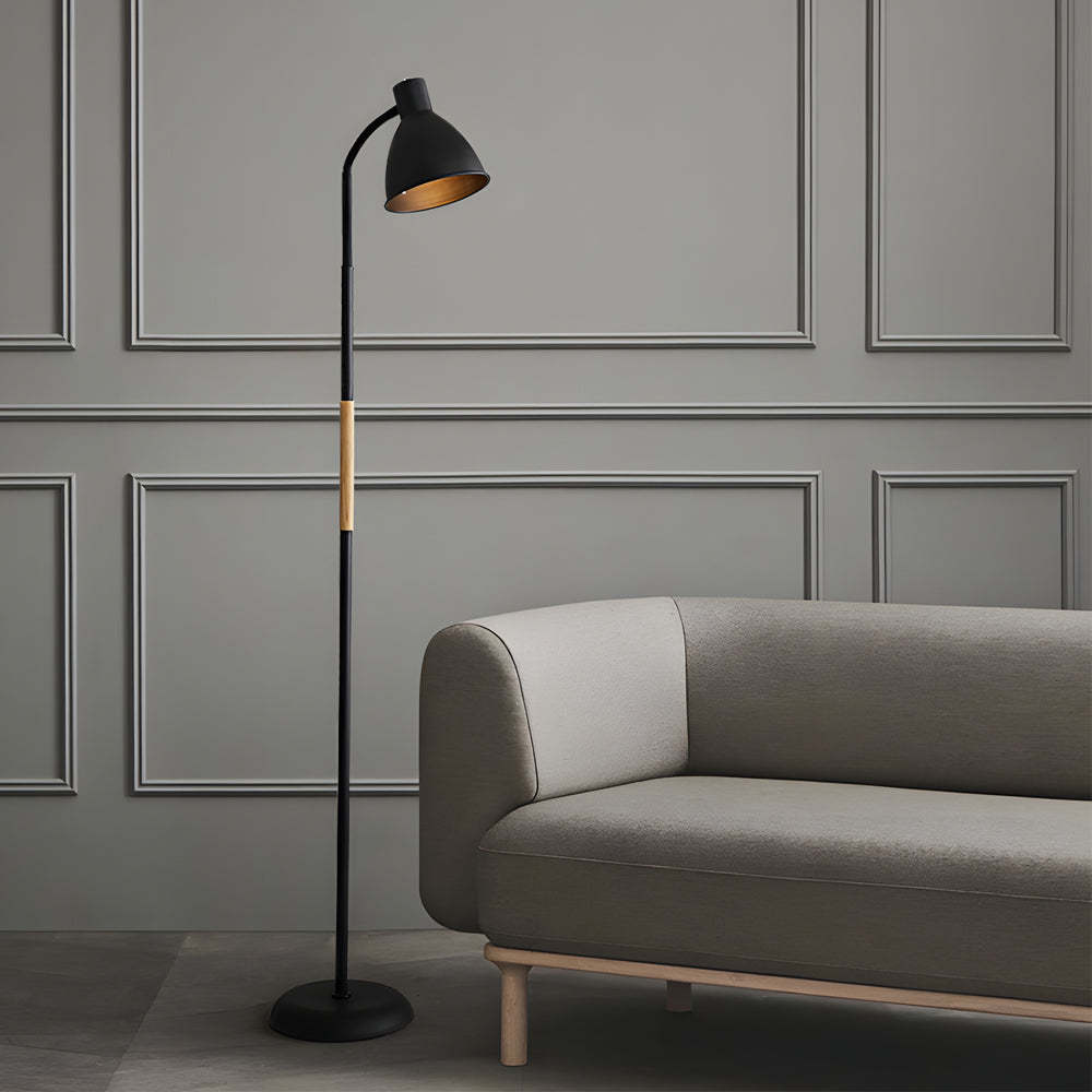 59" Wood Metal Arc LED Task Floor Lamp