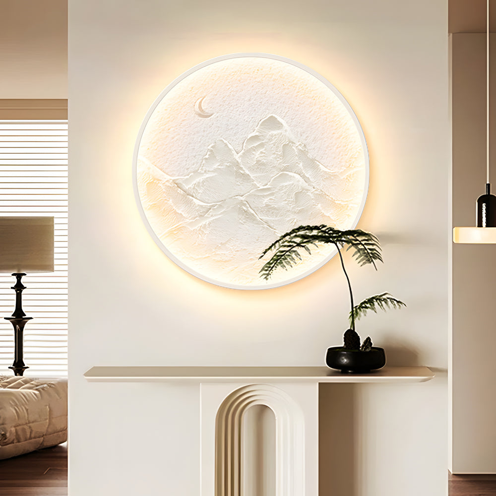 White glass mountain decorative wall sconces - modern — 19.7" Dia / Crescent Moon