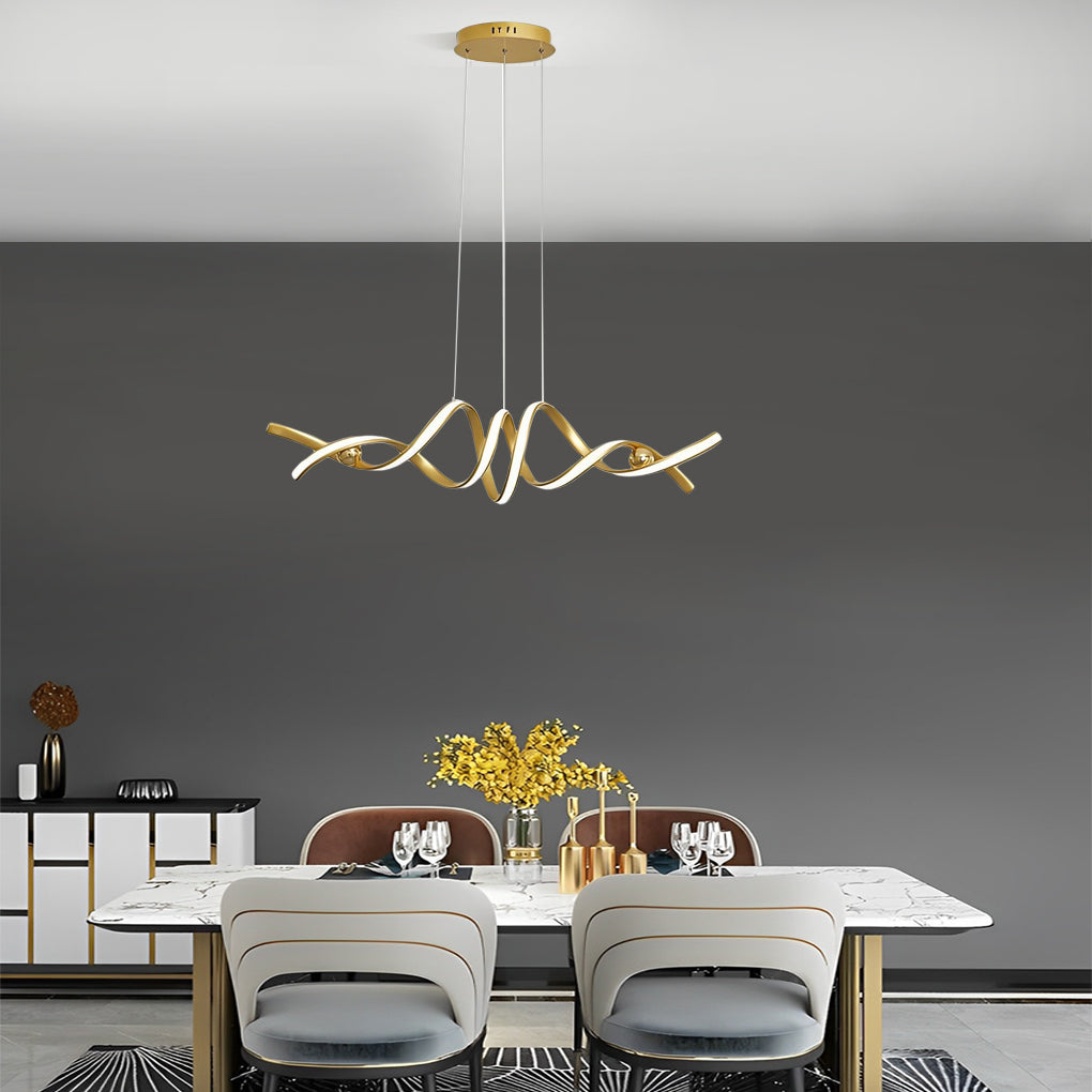 Wave Strip Twisted Dimmable LED Nordic Chandelier