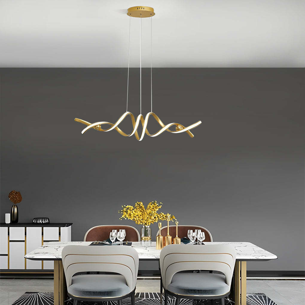 Wave Strip Twisted Dimmable LED Nordic Chandelier