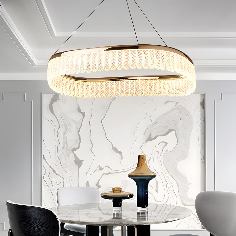 Round Crystal Dimmable LED Modern Chandelier