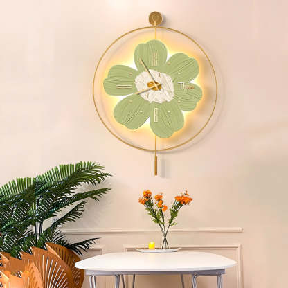 Round Metal Battery Operated LED Flower Wall Clock-Lighom