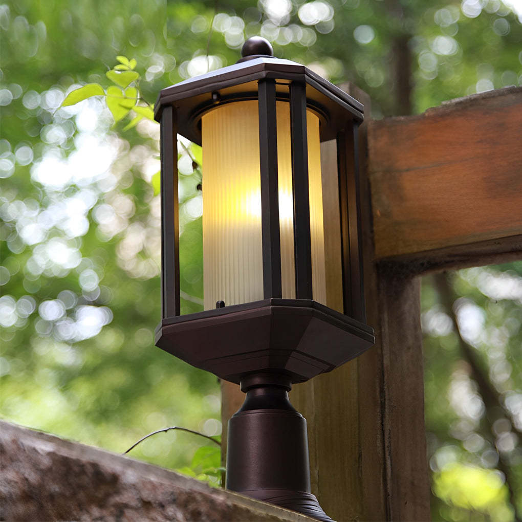 Retro Aluminum Waterproof Rose Gold American Style Outdoor Pillar Lamp-Lighom