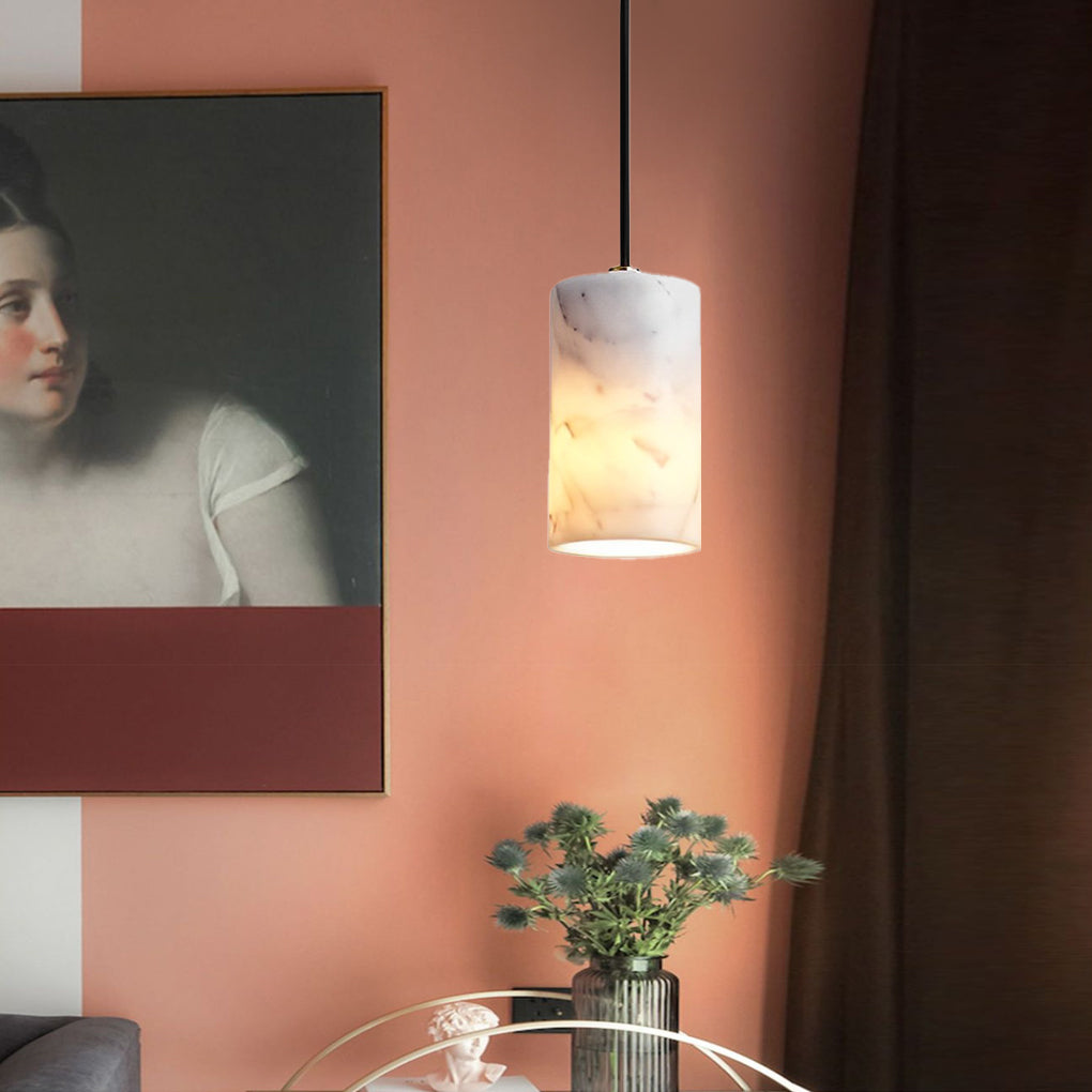 Minimalist Cylindrical Marble Dimmable Nordic Pendant