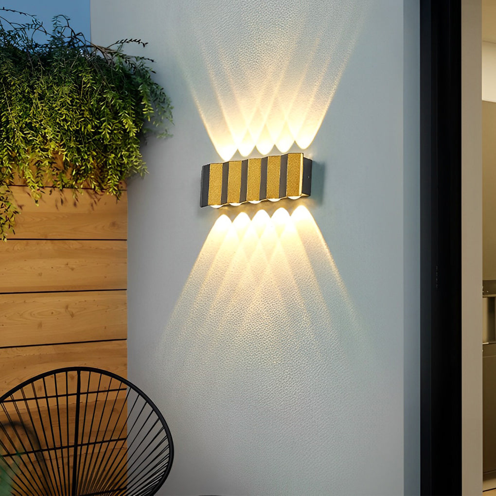 Black & Gold Aluminum LED Outdoor Up Down Wall Light-Lighom