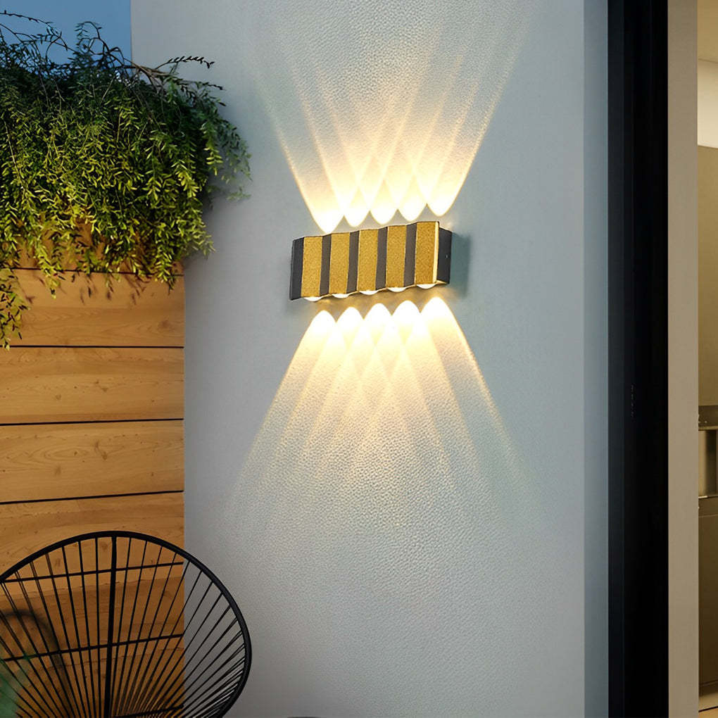 Black & Gold Aluminum LED Outdoor Up Down Wall Light-Lighom