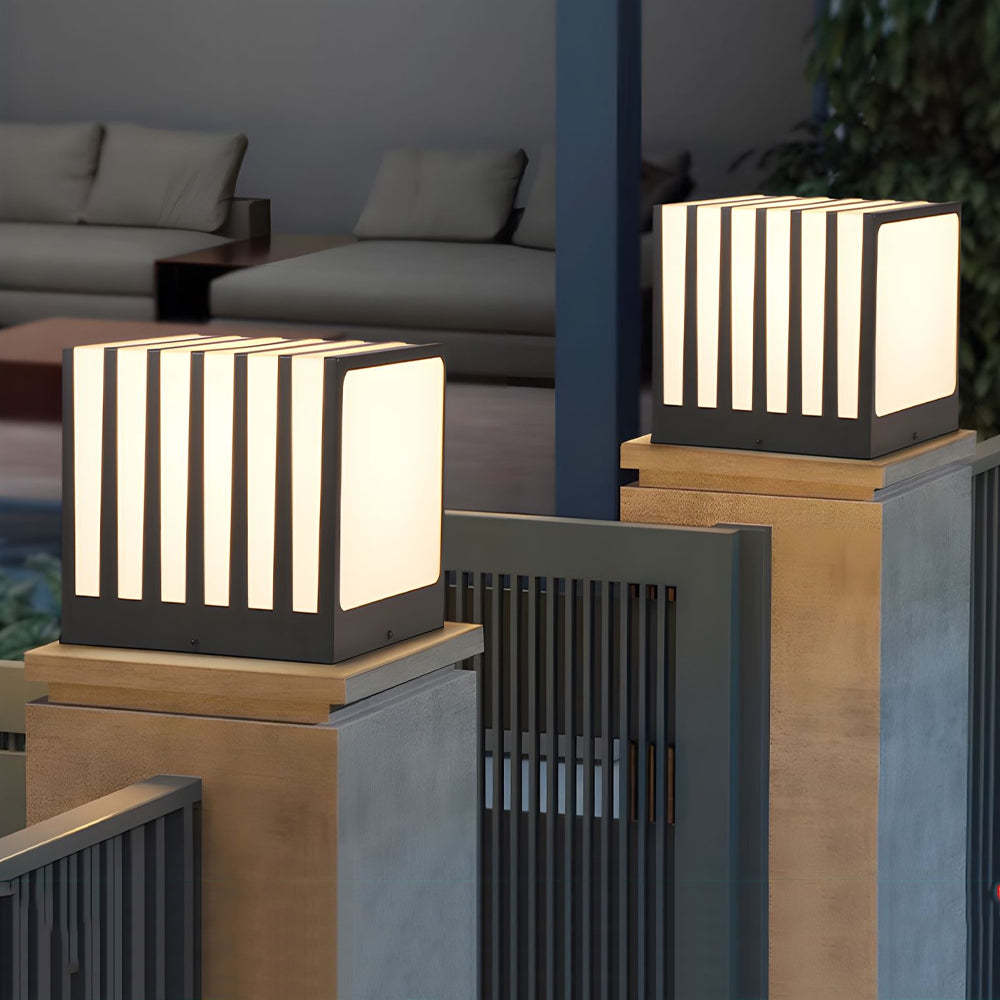 Square Outdoor Column Deck Fence Post Light Waterproof for Garden-Lighom