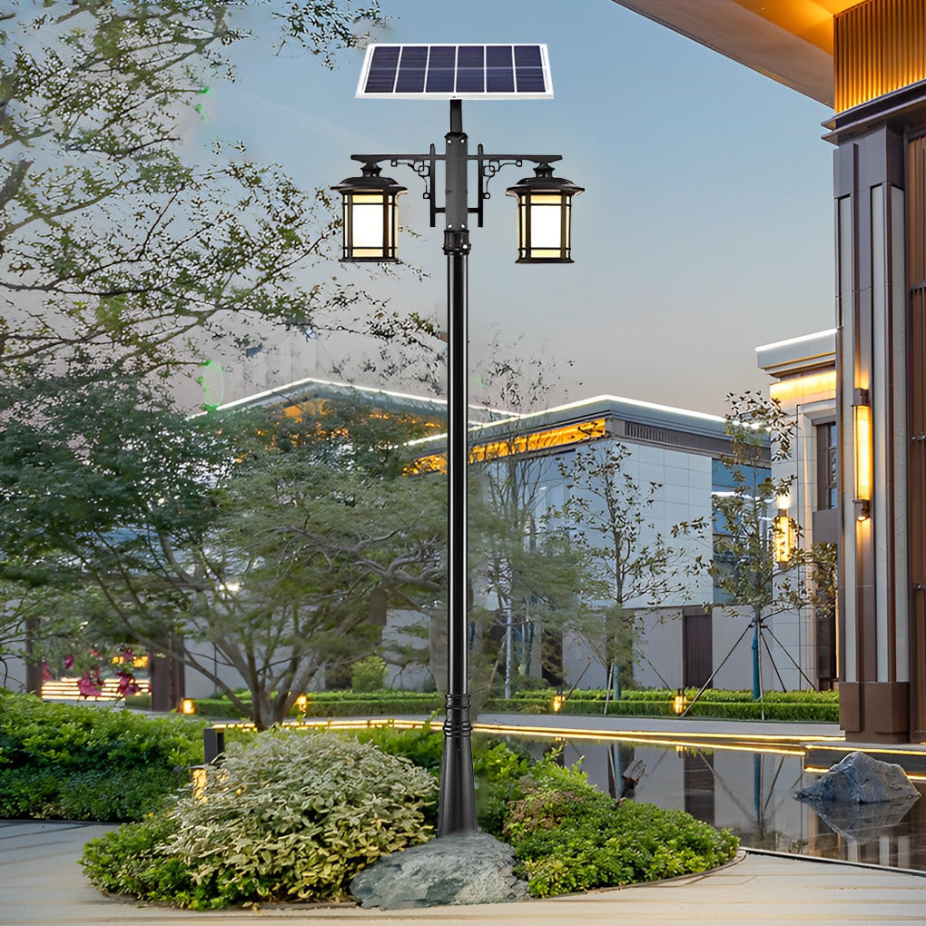 Vintage Three-Step Dimming LED Solar Outdoor Pole Light