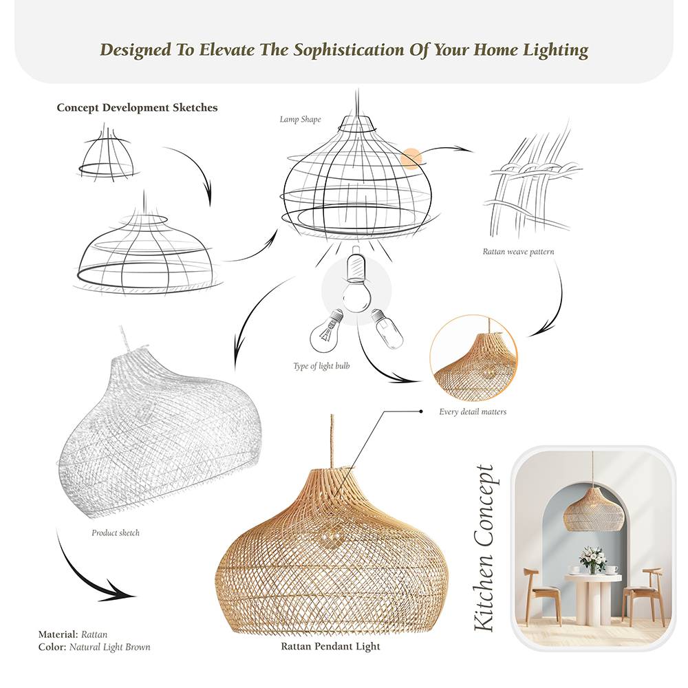 Modern Rattan Handwoven Island Pendant Light