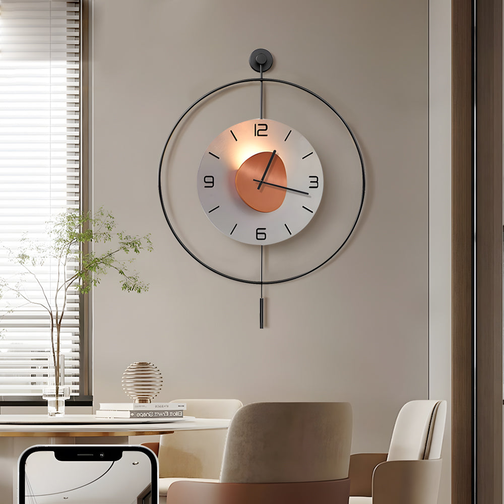 Battery Operated Round LED Hanging Metal Wall Clock-Lighom