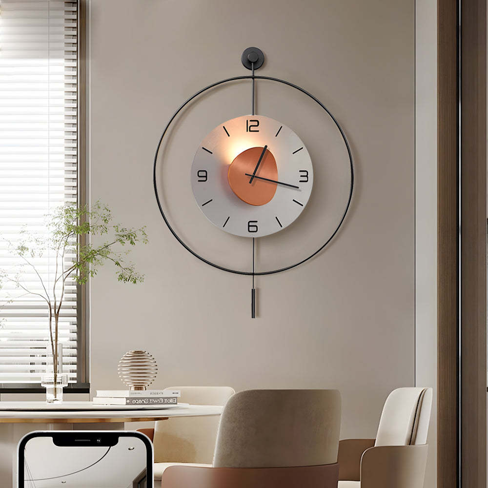 Battery Operated Round LED Hanging Metal Wall Clock-Lighom