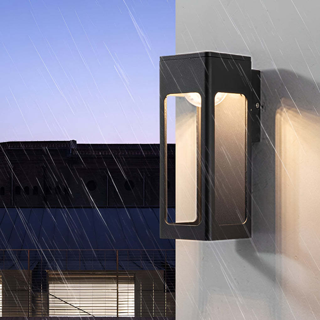 Rectangular IP65 Waterproof 12W LED Black Modern Outdoor Wall Lamp Sconces-Lighom