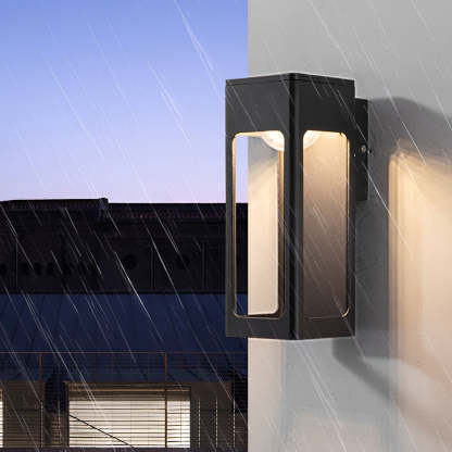 Rectangular IP65 Waterproof 12W LED Black Modern Outdoor Wall Lamp Sconces-Lighom