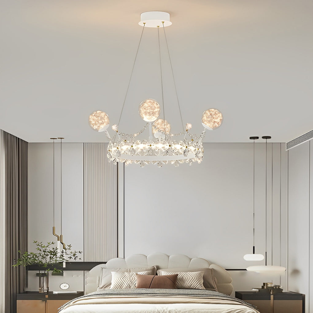 Crystal Glass Flower Crown Dimmable Nordic Chandelier
