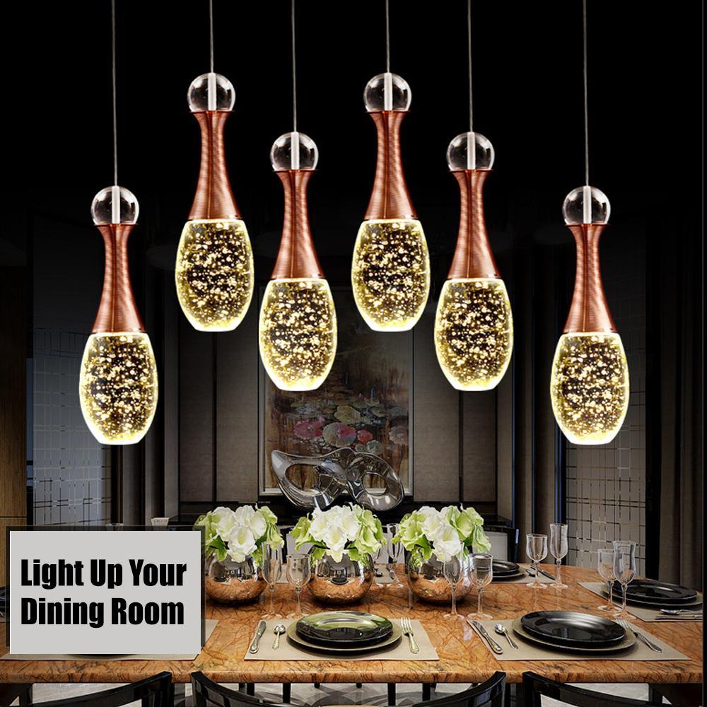 Mini Crystal Electroplated Metal LED Modern Pendant Light Hanging Lamp-Lighom