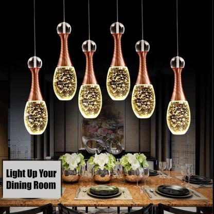 Mini Crystal Electroplated Metal LED Modern Pendant Light Hanging Lamp-Lighom