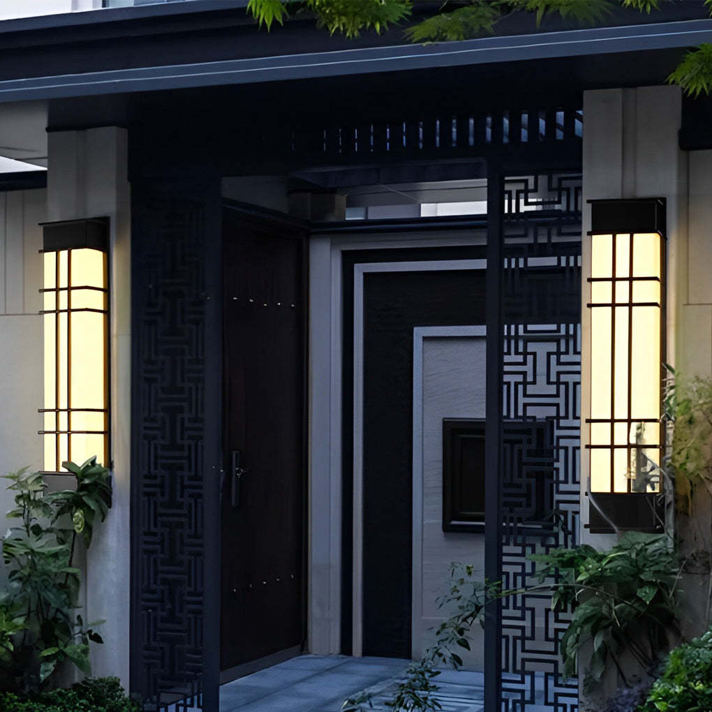 Retro Rectangular Waterproof LED Black Traditional Outdoor Wall Lamp-Lighom