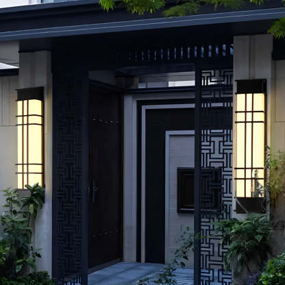 Retro Rectangular Waterproof LED Black Traditional Outdoor Wall Lamp-Lighom