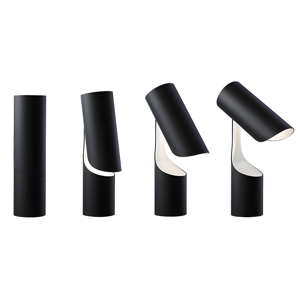 Nordic Black LED Desk Lamp with Adjustable Cylinder Design-Lighom