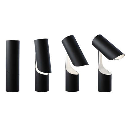 Nordic Black LED Desk Lamp with Adjustable Cylinder Design-Lighom