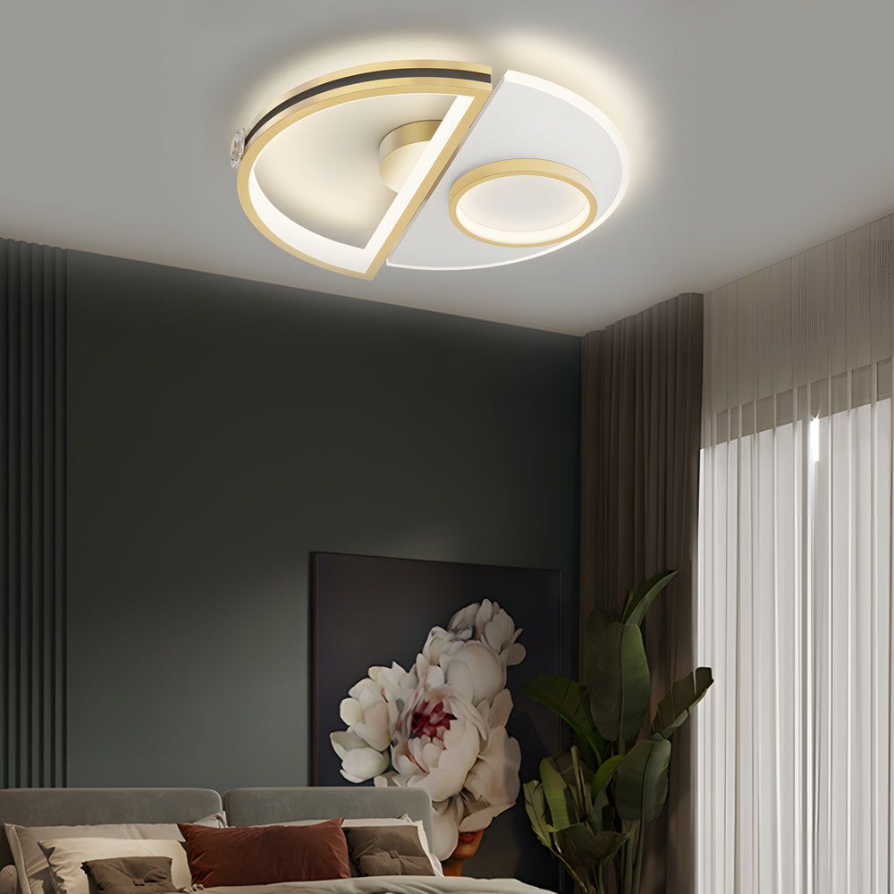 Leather semicircular splicing gold acrylic semi-flush mount light, Lighom — 19.7" Diameter