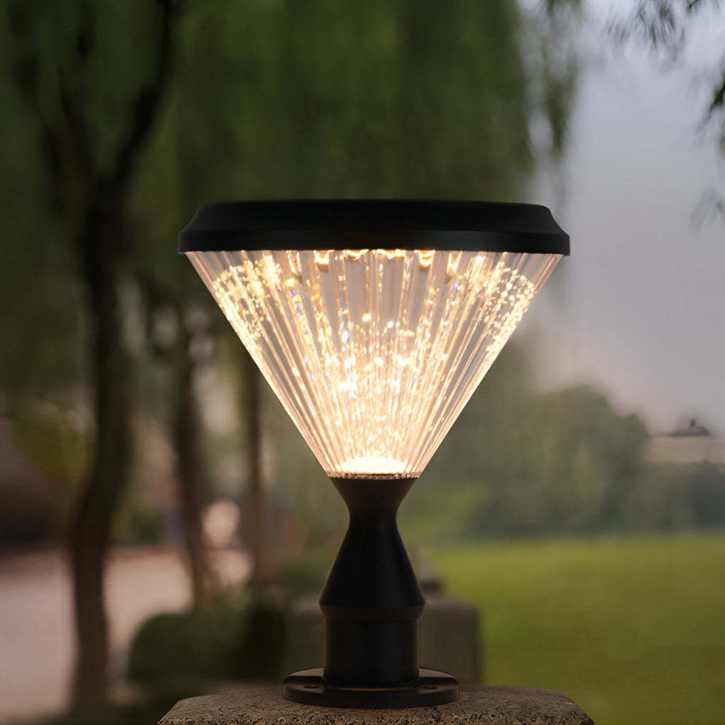 Round Waterproof Light Control LED Black Modern Solar Outdoor Lights-Lighom