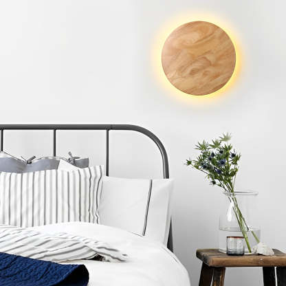 Round Oval Creative LED Wood Nordic Bedside Wall Lamp Wall Sconce Lighting-Lighom