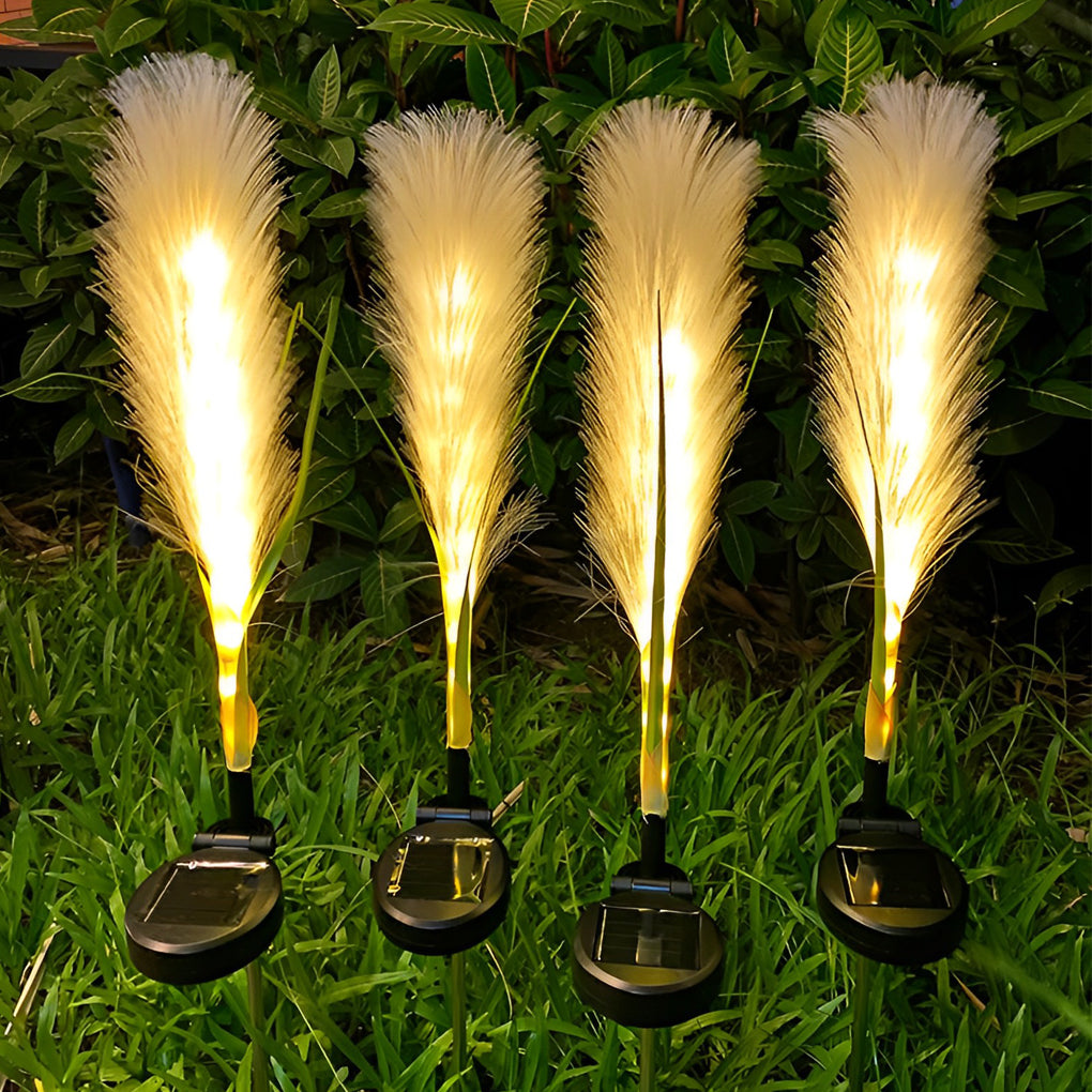 2PCS Creative Hairy Reed Decor LED Intelligent Modern Solar Lawn Lamp-Lighom