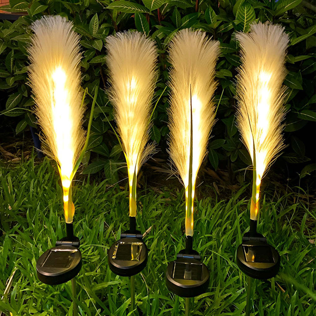 2PCS Creative Hairy Reed Decor LED Intelligent Modern Solar Lawn Lamp-Lighom