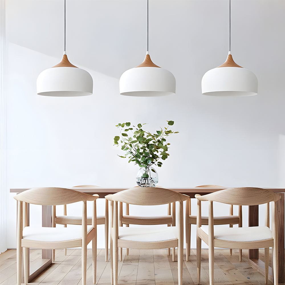 Dome Wood Detail Modern Island Pendant Light