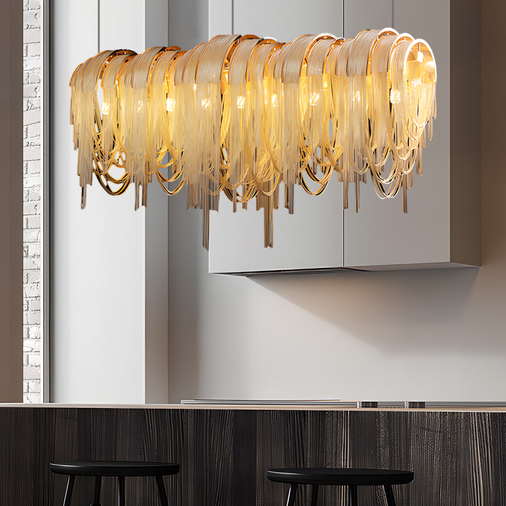 Wave Aluminum Tassel Chain Artistic Nordic Chandelier