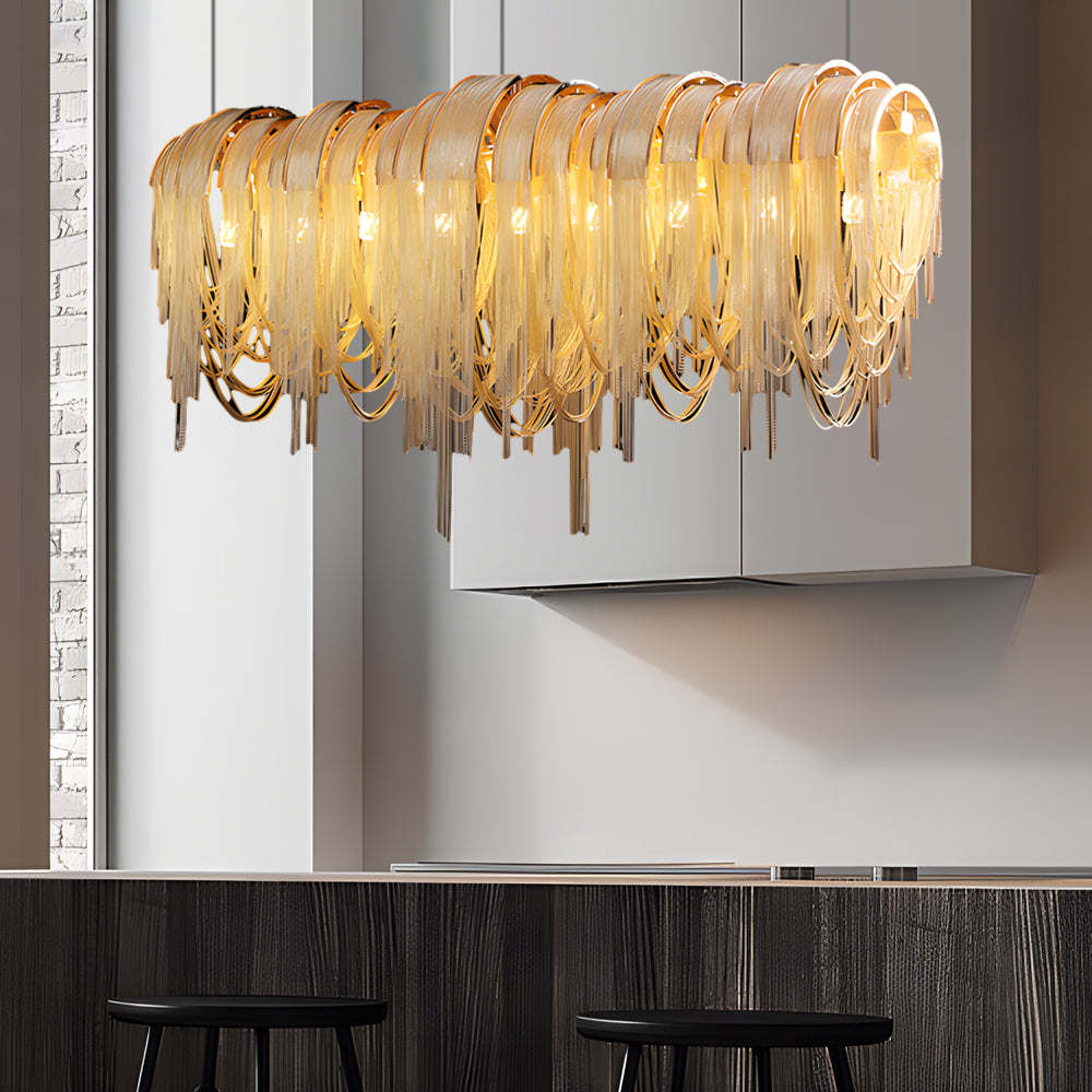 Wave Aluminum Tassel Chain Artistic Nordic Chandelier