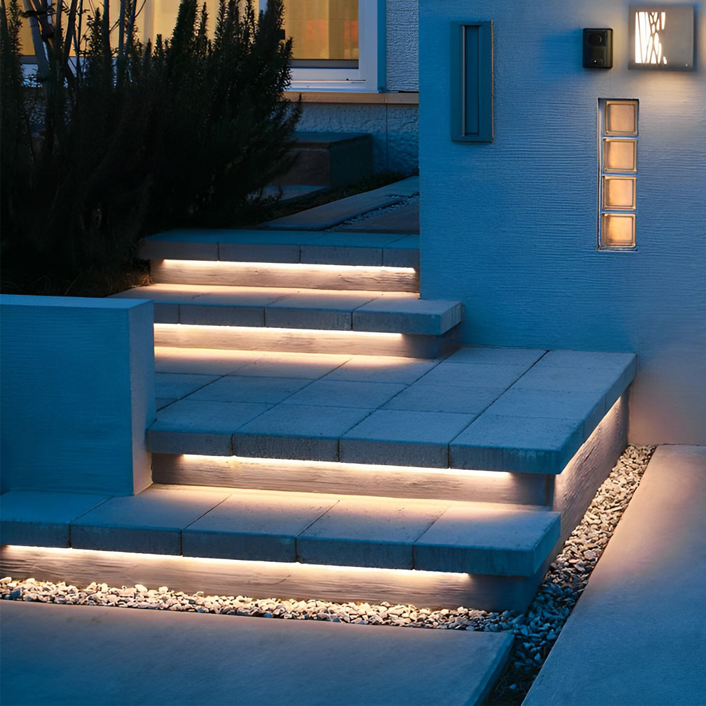 0.39'' Waterproof Recessed LED Under Tread Stair Lighting Modern Flexible Strip Light-Lighom
