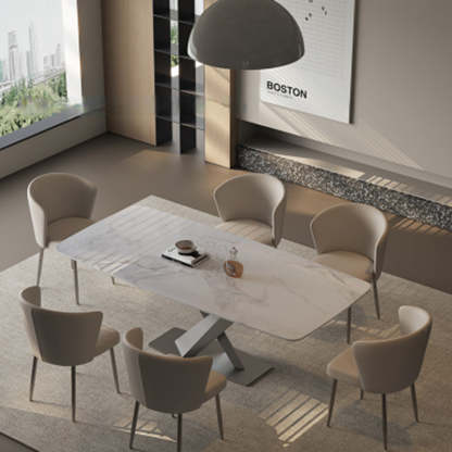 Upholstered Leather Steel Dining Chair
