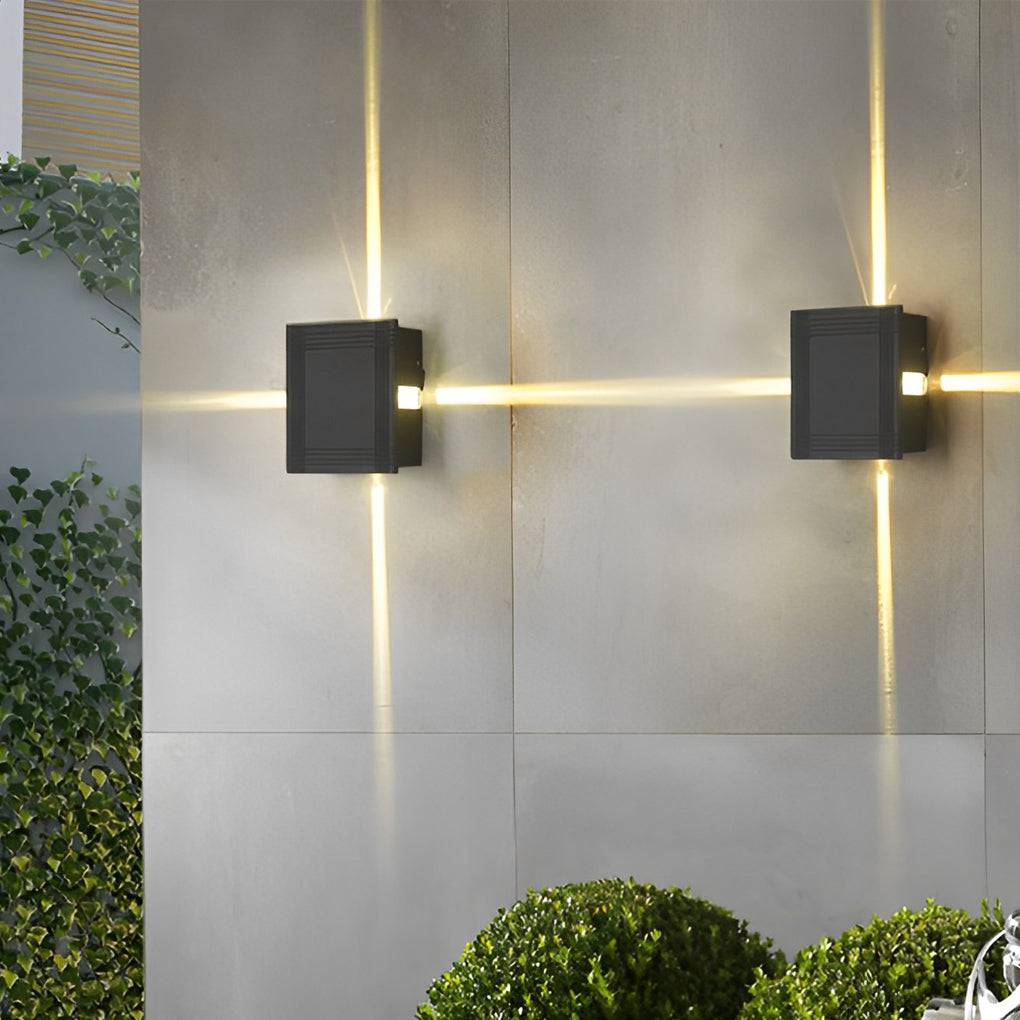 Industrial star round black outdoor wall lighting — Square