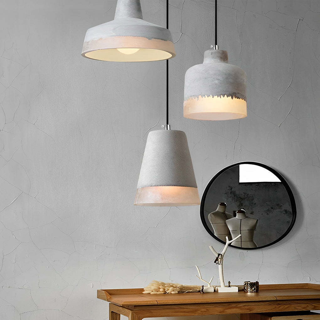 Round Resin Cement Minimalist Industrial Pendant