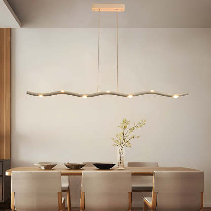 Long Strip Wave Branch Dimmable LED White Modern Chandelier