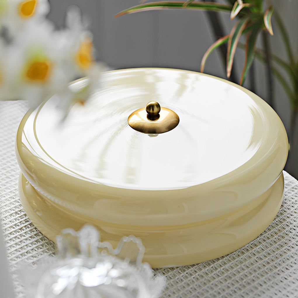 Lighom modern home round white flush mount lighting in glass — 12.6" Diameter / Cream