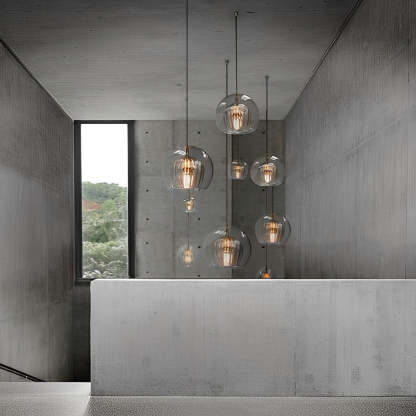 Double Layer Glass Shade Brass Chandelier