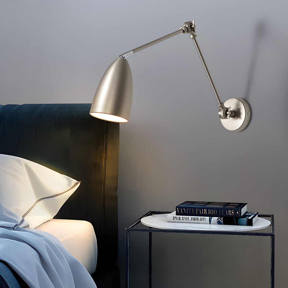 Swing Arm Wall Lamp Long 1 Bulb Rod Rocker Arm Wall Mounted Sconce with 3 Adjustable Joints-Lighom