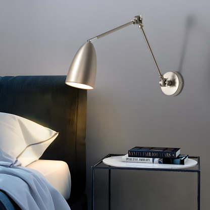 Swing Arm Wall Lamp Long 1 Bulb Rod Rocker Arm Wall Mounted Sconce with 3 Adjustable Joints-Lighom