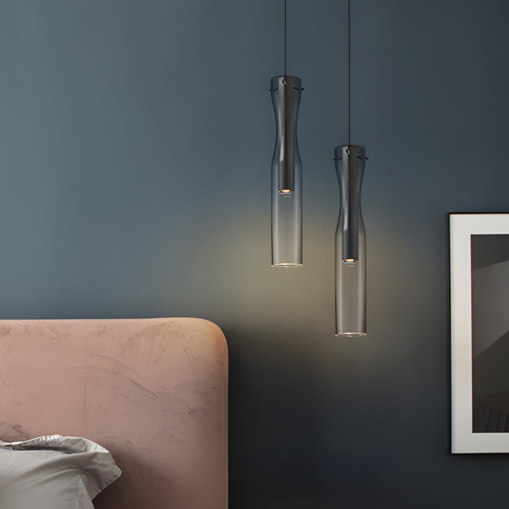 Long Glass Copper Dimmable Modern Pendant Light